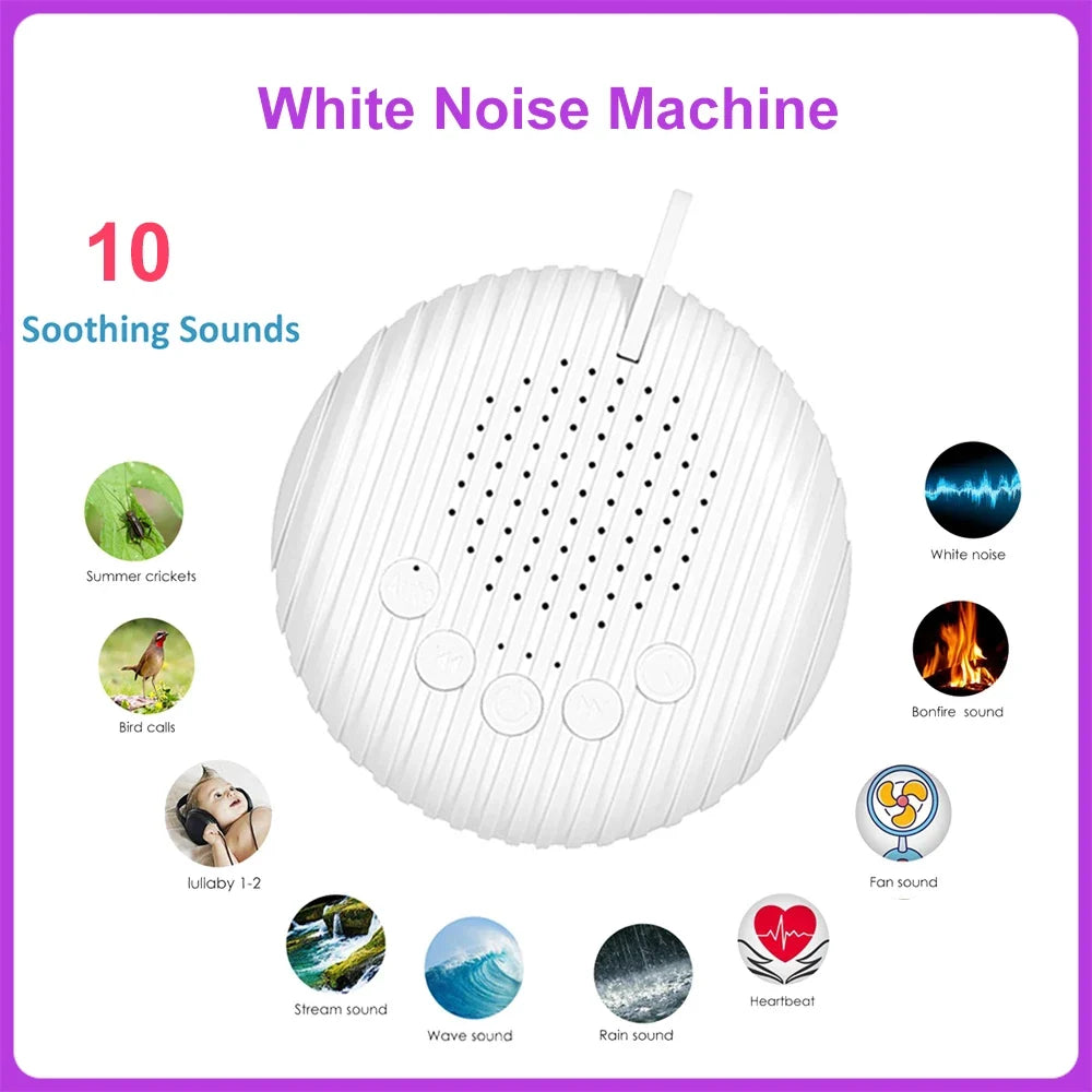 Portable Baby White Noise Machine | 10 Sounds, USB Rechargeable