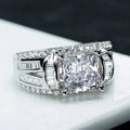 Huitan Princess Cut CZ Ring – Women's Iced Out Wedding Band