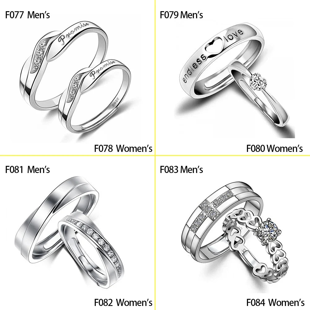 Huitan His King Her Queen Engraved Couple Ring – CZ Wedding Band