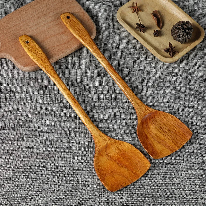 Beech Wood Spatula Turner – Non-Stick Safe Wooden Cooking Shovel