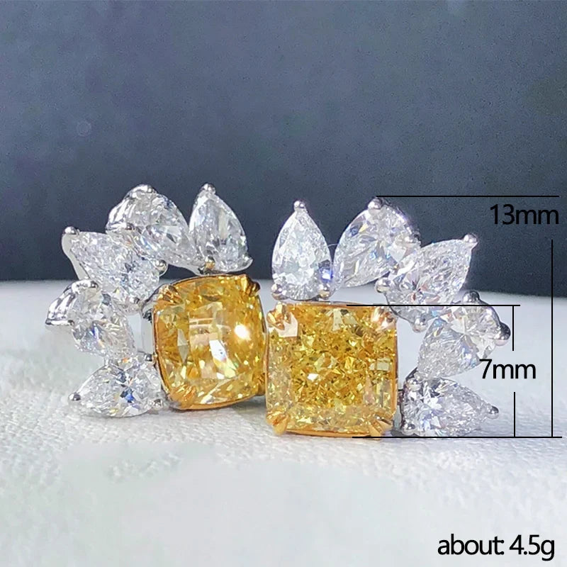 Huitan CZ Stud Earrings for Women – Yellow & White Zirconia