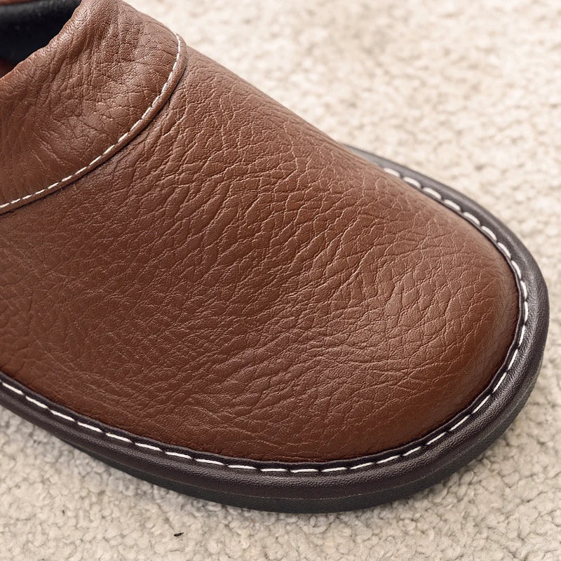 Lorilury Men's Indoor Leather Slippers | Non-Slip Unisex EU 35–48
