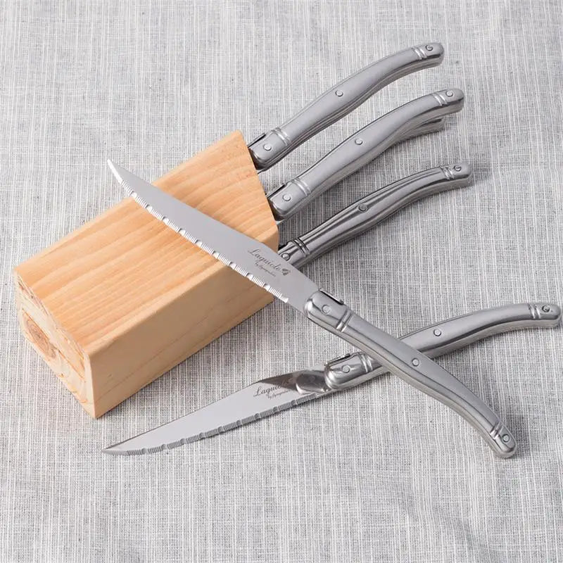 Laguiole Steak Knife Set 4–10 Pcs | Stainless Steel Serrated Blades