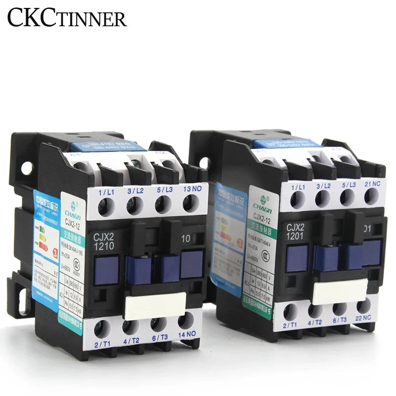 CJX2-12 AC Contactor 12A 3P+1NO DIN Rail 24V–380V CE