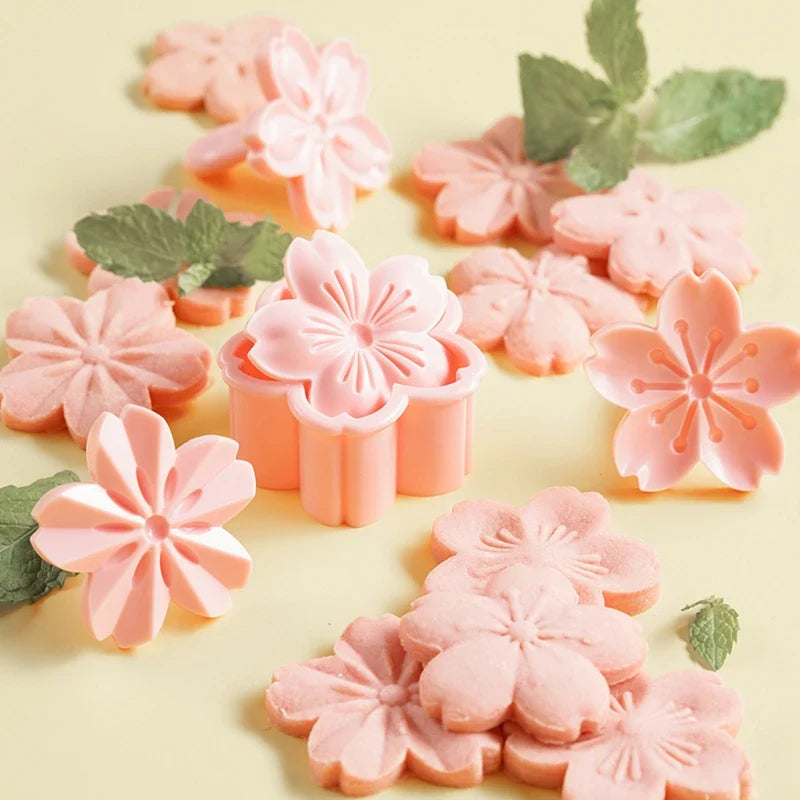 5-Pc Sakura Cherry Blossom Cookie Cutter & Fondant Mold Set