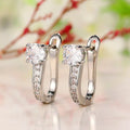 Huitan Crystal Cubic Zirconia U-Hoop Earrings for Women