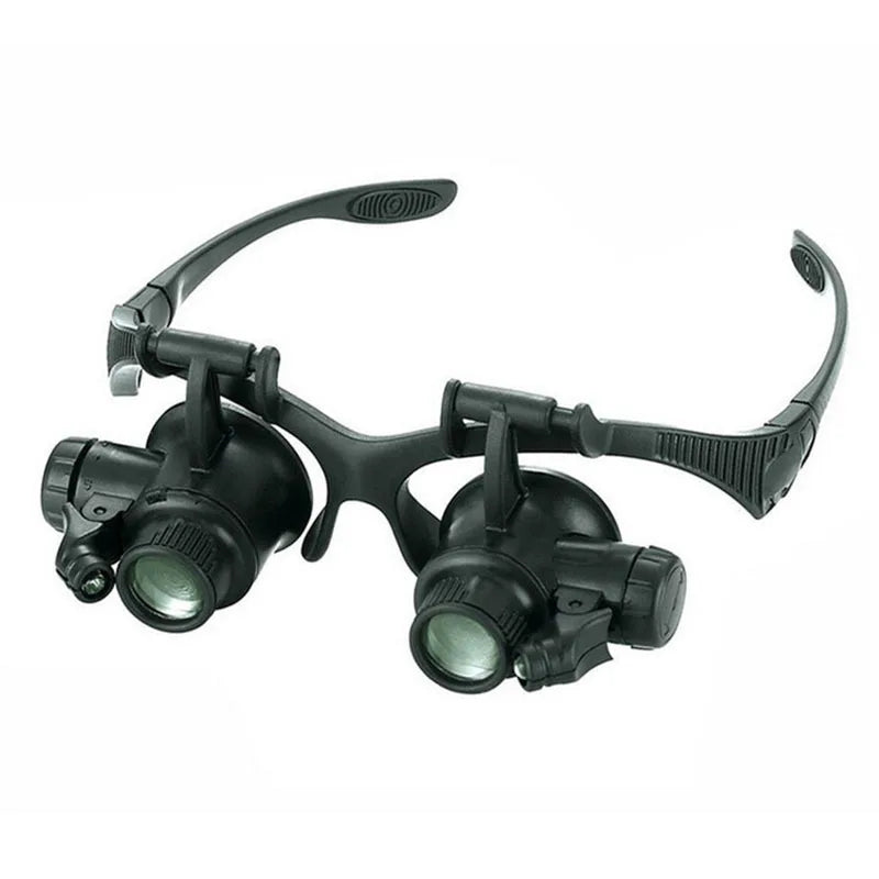 LED Headband Magnifier Glasses 10X–25X | Watch Repair Loupe