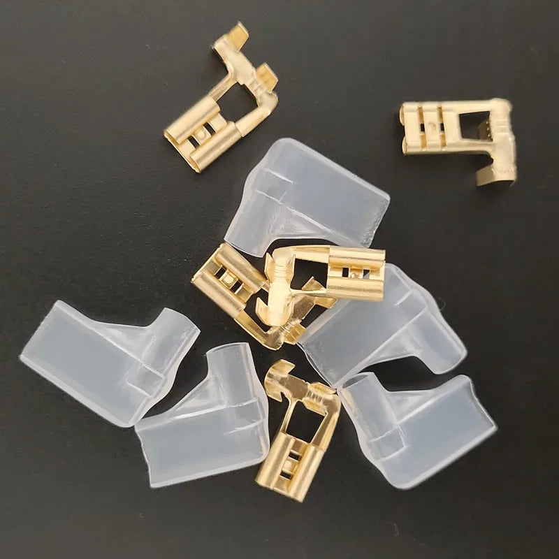 20Sets Gold Plating 6 3 Plug Spring Insulated Terminal Cold Flag L
