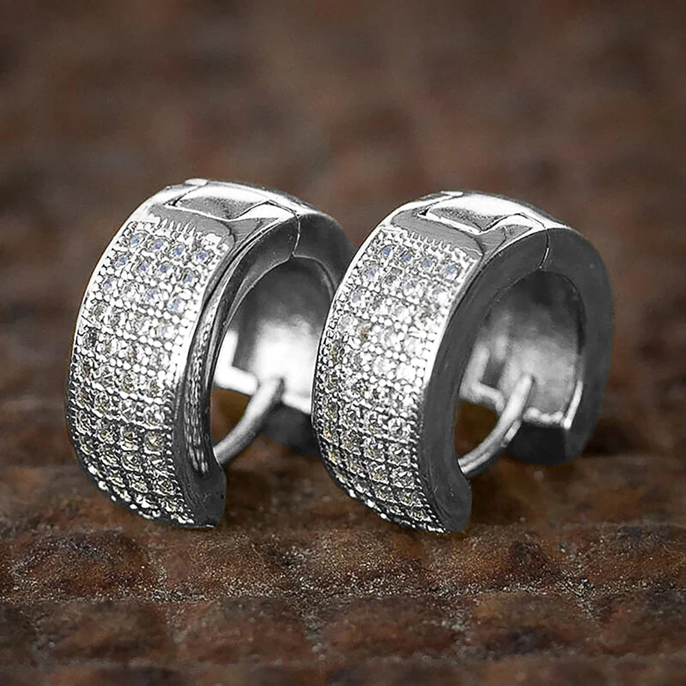 Huitan Unisex Round Hoop Earrings – White Cubic Zirconia