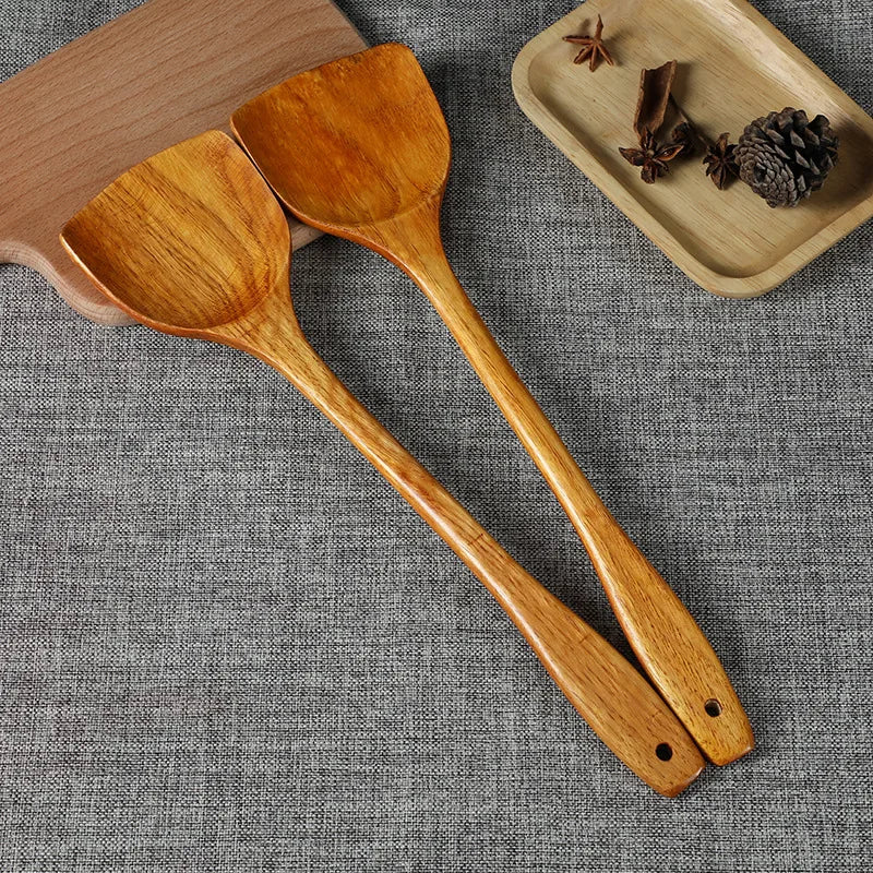 Beech Wood Spatula Turner – Non-Stick Safe Wooden Cooking Shovel