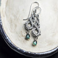 Huitan Vintage Green Zirconia Twist Drop Earrings | Dragon Leaf