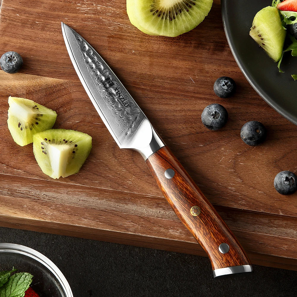 XINZUO 3.5" Damascus Paring Knife – VG10 Steel & Ironwood