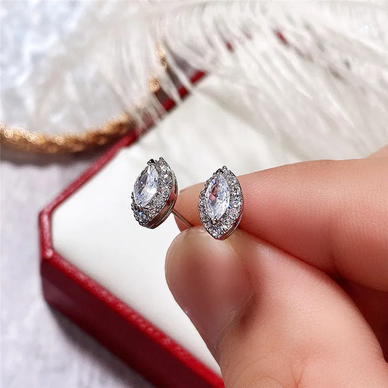 Huitan Marquise Cubic Zirconia Stud Earrings – Bridal & Daily