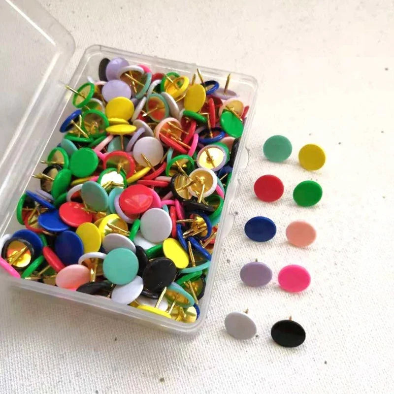 100pcs Colorful Thumbtack Pushpins – Cork Board & Map Pins