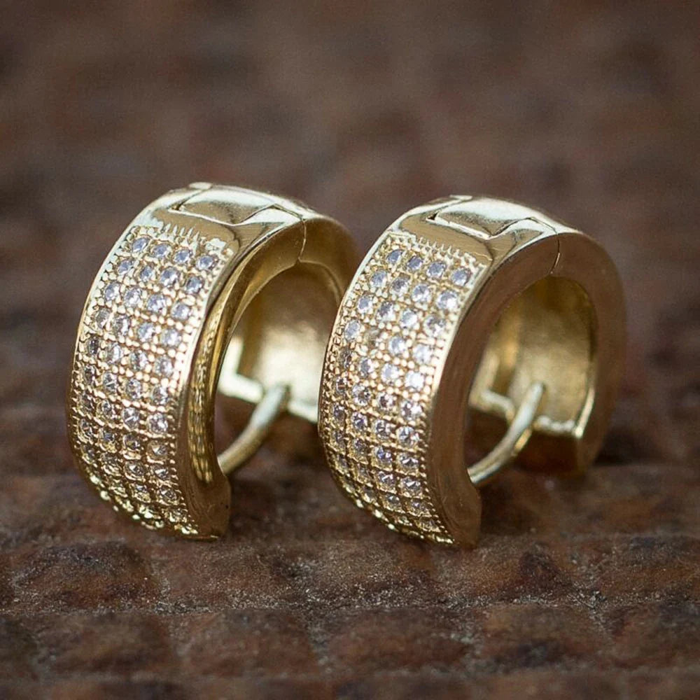 Huitan Unisex Round Hoop Earrings – White Cubic Zirconia
