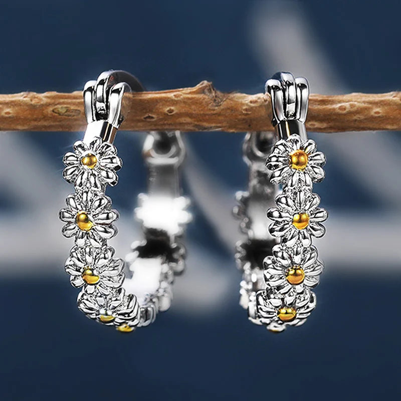 Huitan Daisy Hoop Earrings – Bridal & Everyday Jewelry