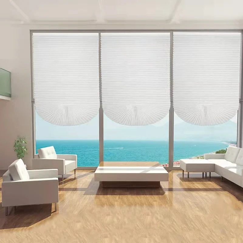 Pleated Window Shade Adhesive Blinds Light Blocking Fabric Half