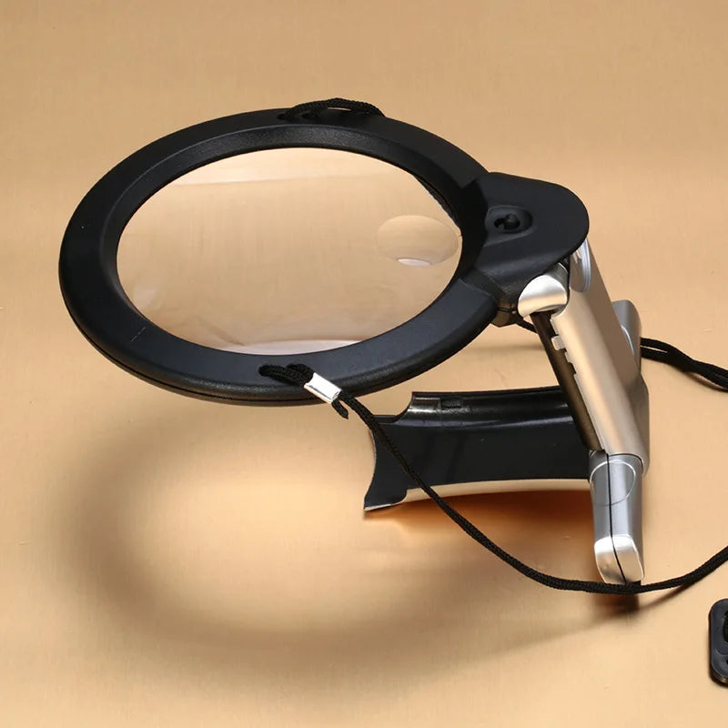 Hands-Free LED Magnifier Loupe 5X 2.5X Neck Wear Reading Glass