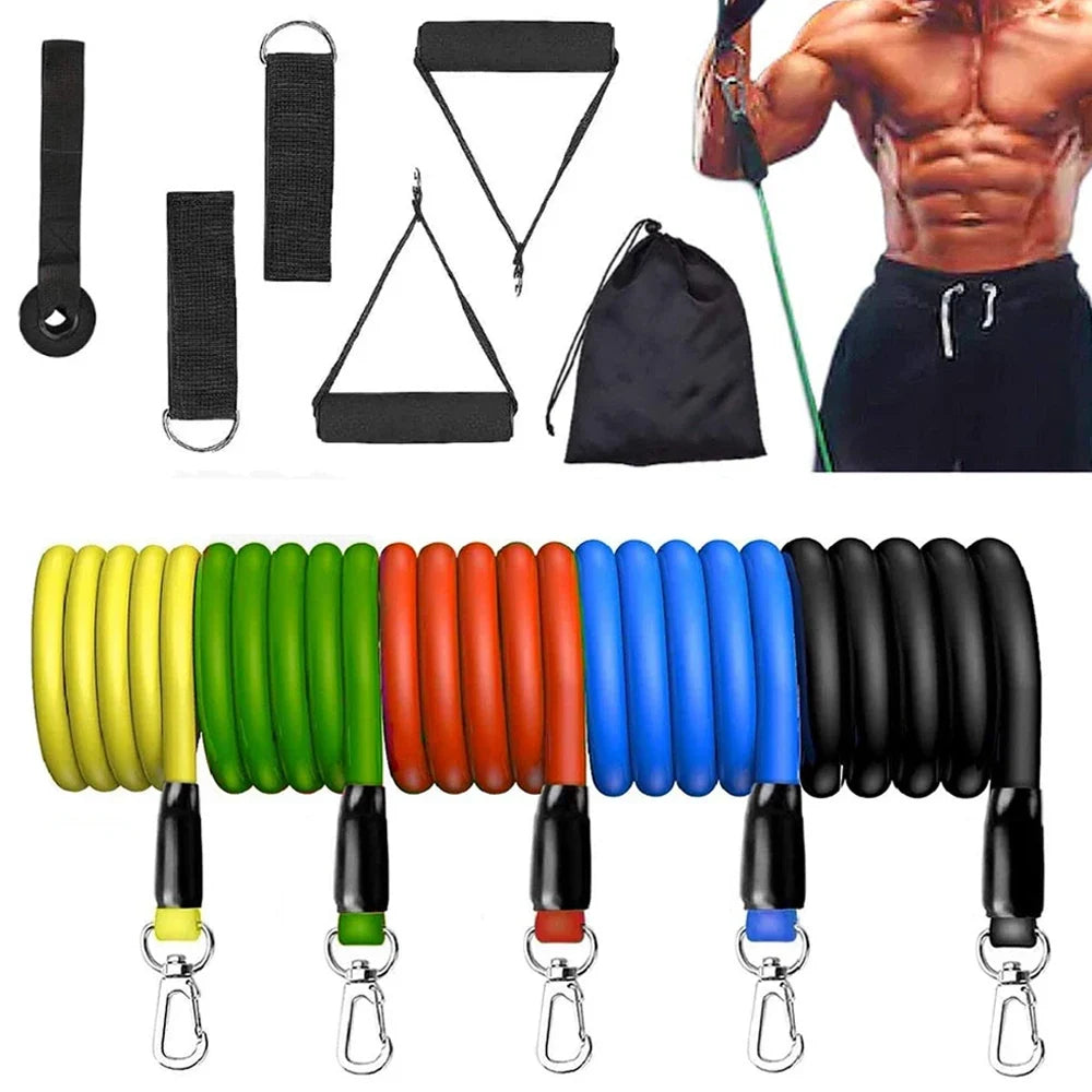 Resistance Bands Set 115 lbs – 5 Tubes Home Gym & Yoga