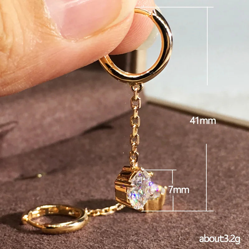 Huitan Chain Dangle Earrings – 6-Claw Cubic Zirconia Women