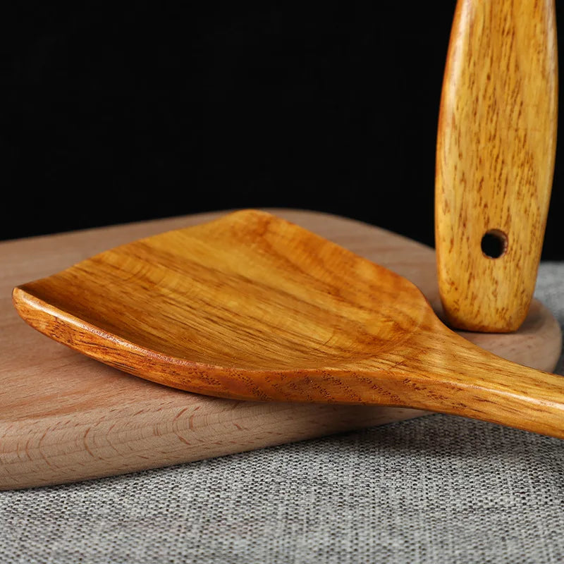 Beech Wood Spatula Turner – Non-Stick Safe Wooden Cooking Shovel