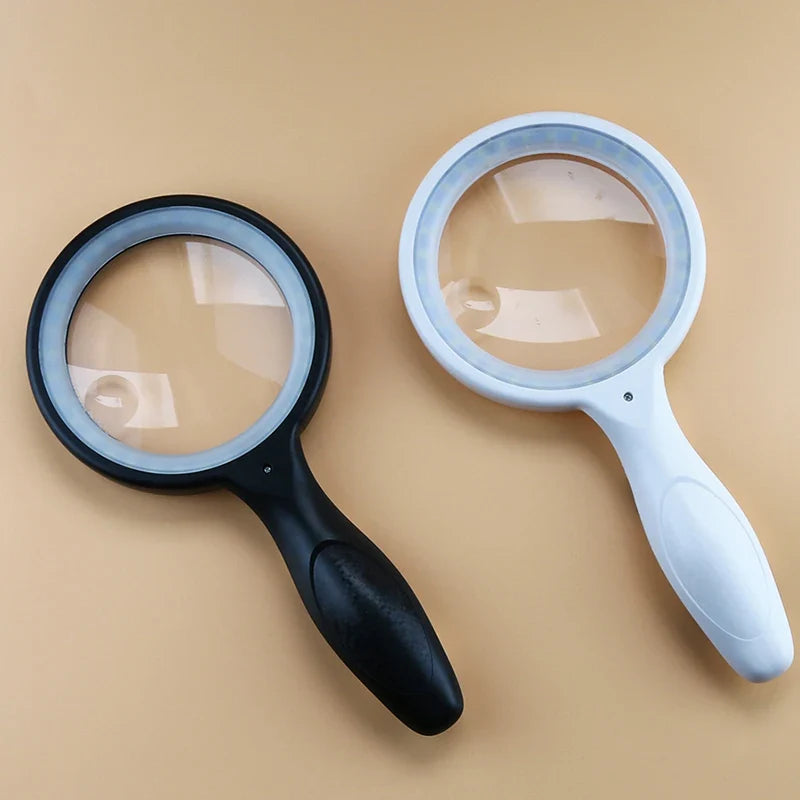 LED Handheld Magnifying Glass USB Rechargeable 2X 13X Ring Light