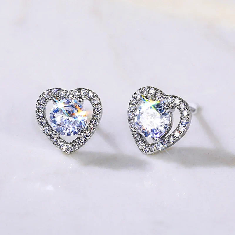 Huitan Cubic Zirconia Stud Earrings – Geometric Fashion Jewelry
