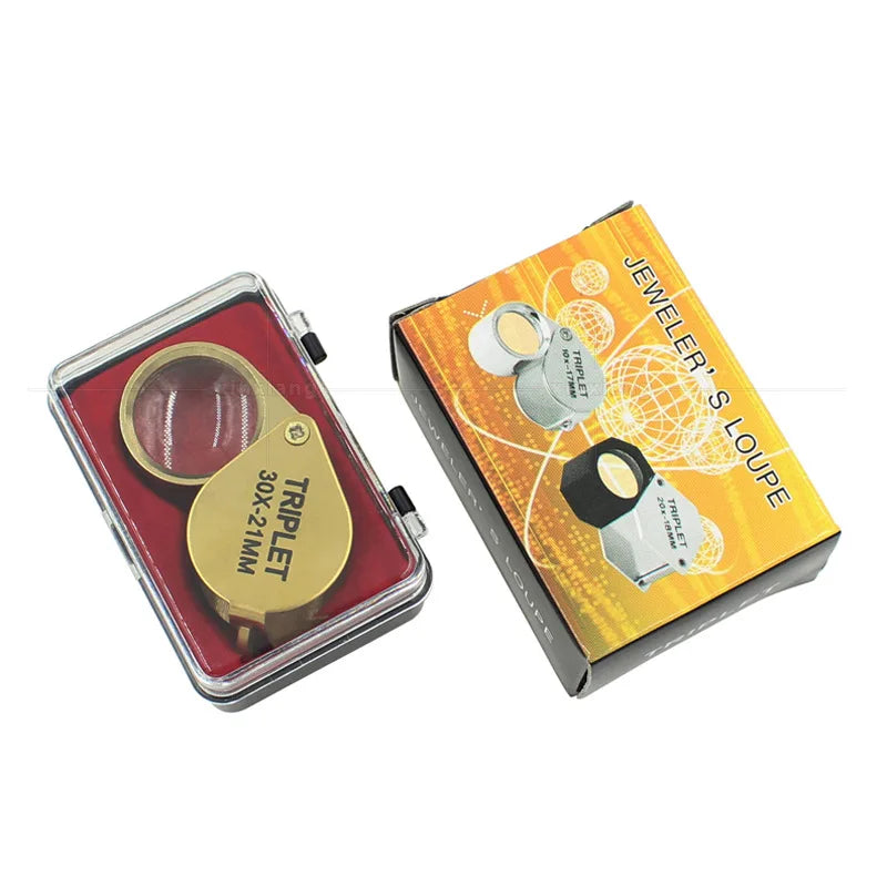 30X Folding Pocket Jeweler Loupe – Gold Magnifying Glass