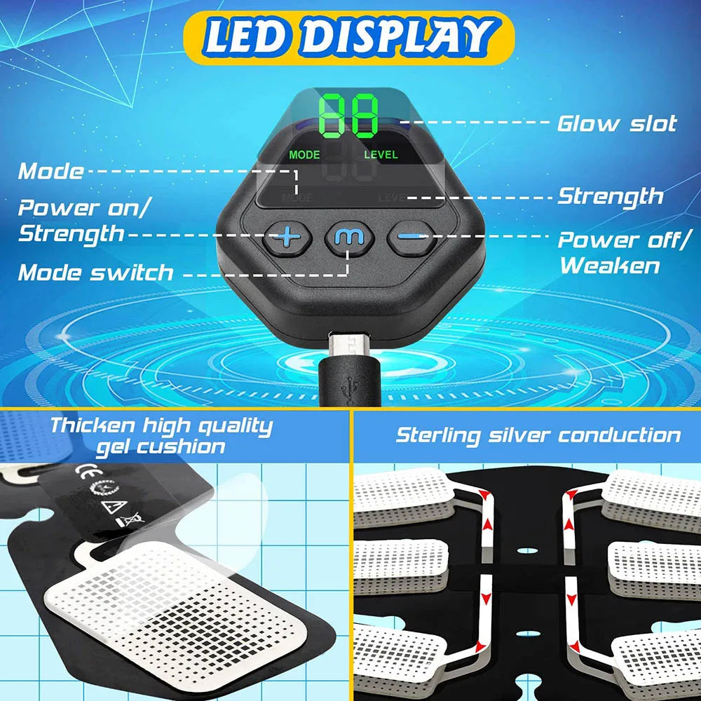 EMS Abs Muscle Stimulator Trainer – 10 Modes & 20 Levels