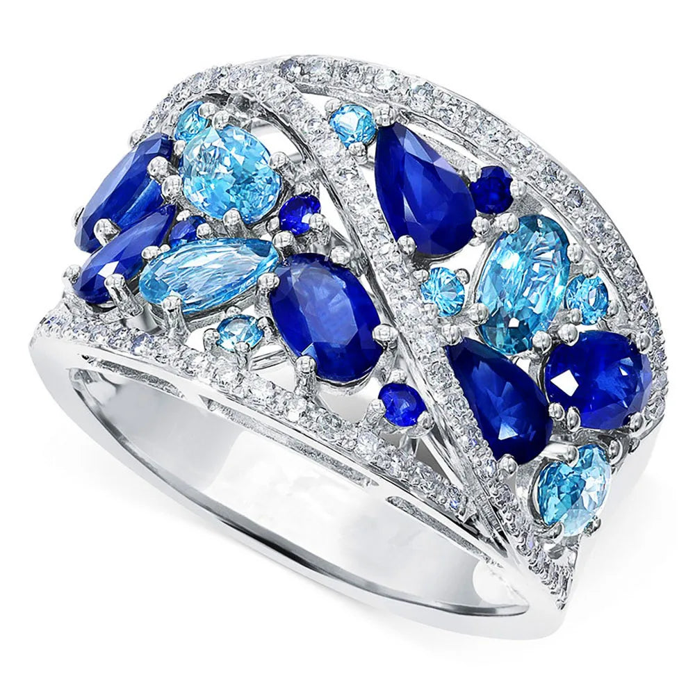 Huitan Hollow Band Ring – Full Pavé CZ Women's Fashion Ring