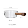 KEMORELA Glass Milk Pot Wooden Handle – 400ml/600ml Saucepan