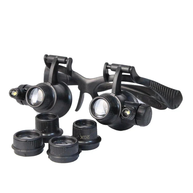 LED Head Magnifier Loupe – 8 Lenses for Jewelry & Watch Repair