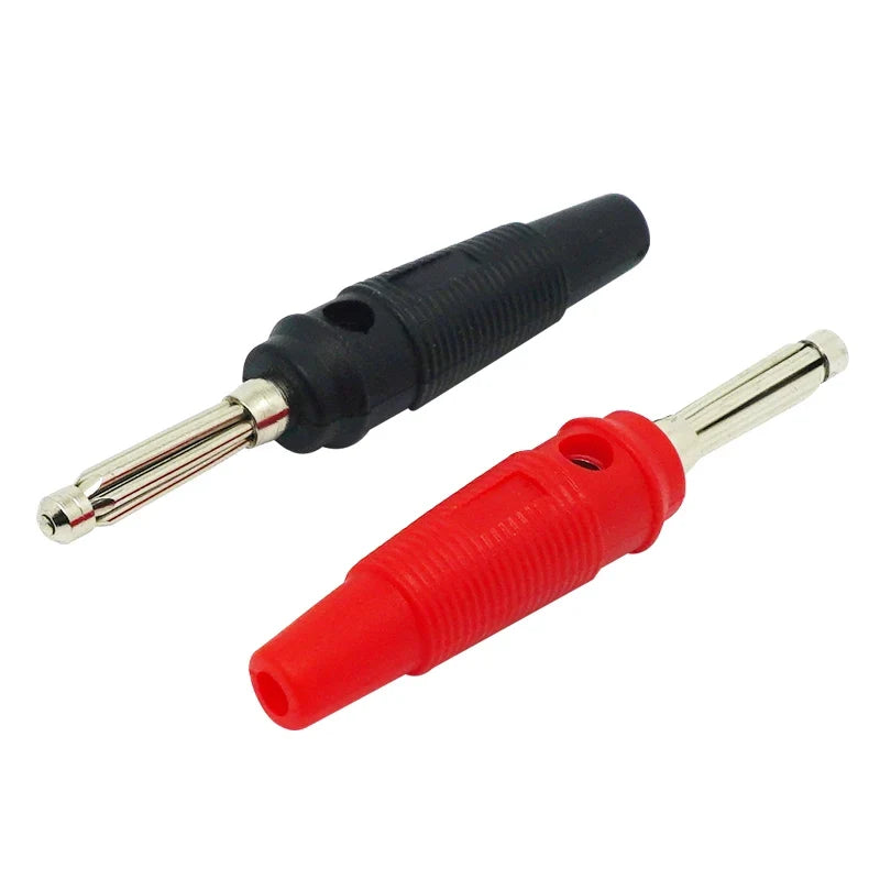 Red Black Solderless Side Stackable 32A Audio Banana Plug Leads