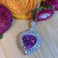 Huitan Heart Purple CZ Pendant Necklace for Women | Trendy