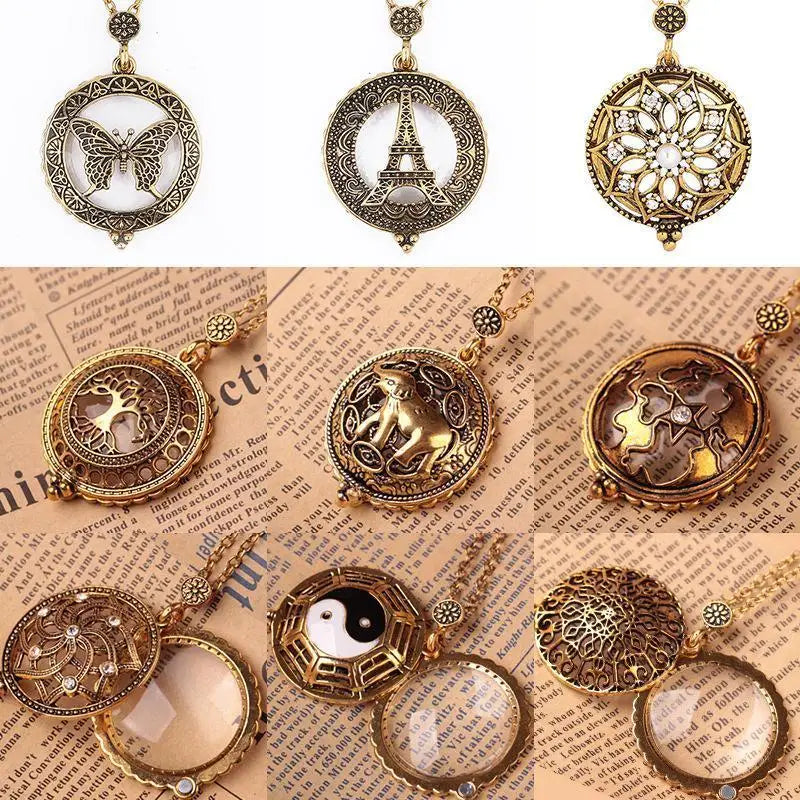 Vintage Magnifying Glass Necklace Pendant – 2.5X Metal Chain