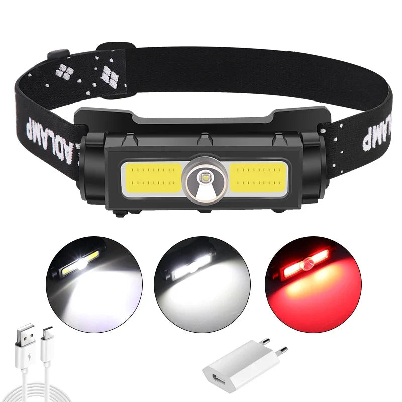 POCKETMAN COB LED Headlamp – USB Rechargeable, IPX5 Waterproof