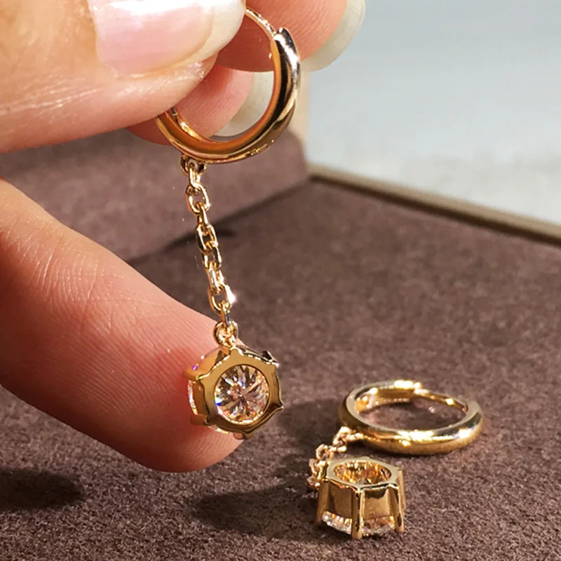 Huitan Chain Dangle Earrings – 6-Claw Cubic Zirconia Women