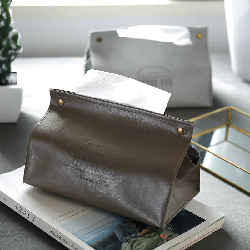 PU Leather Tissue Box Holder – Napkin Case for Car & Home