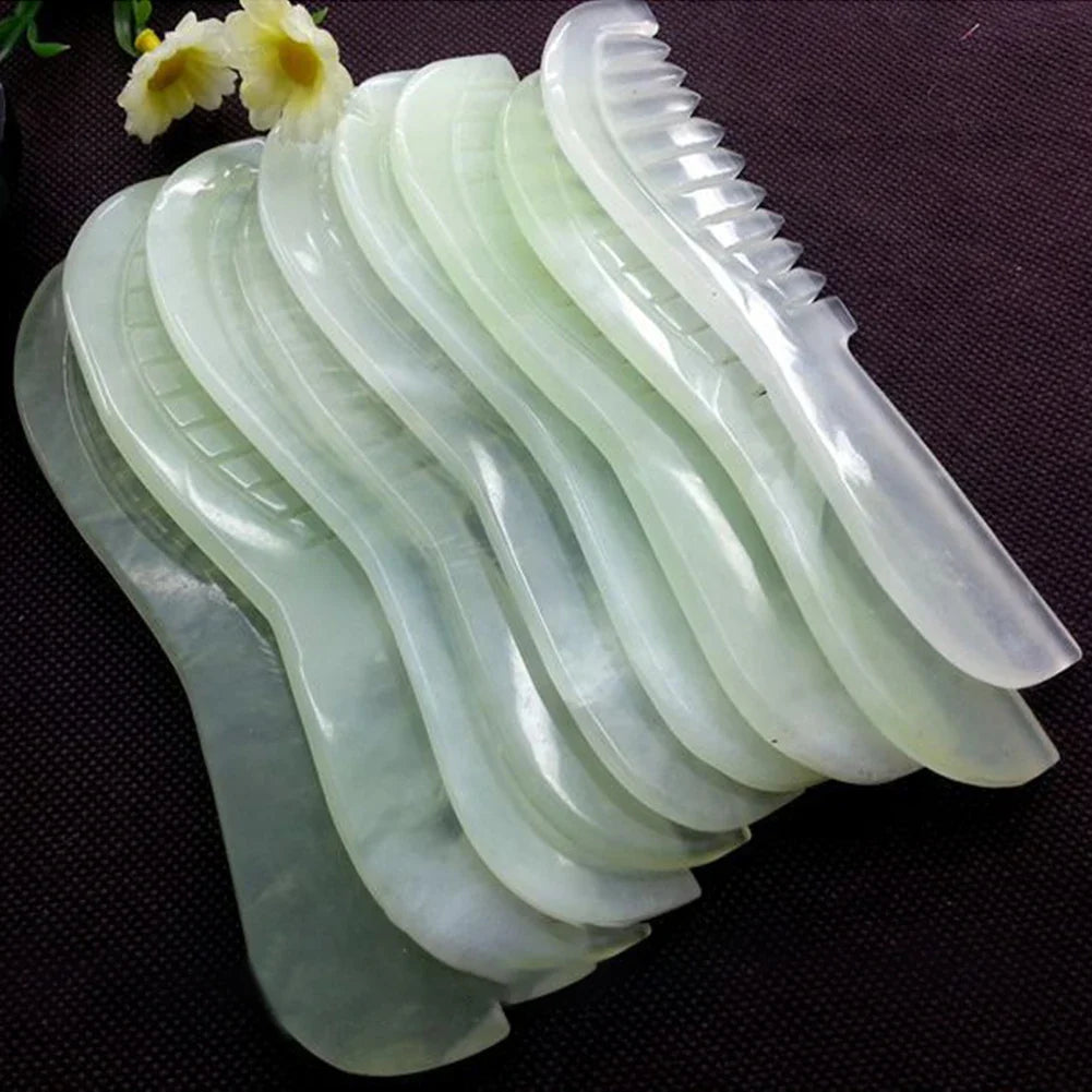 Natural Jade Massage Comb – Scalp Stimulator & Gua Sha Tool