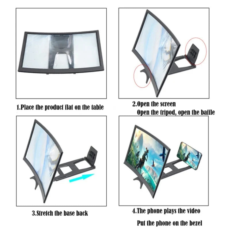 14-Inch Curved Phone Screen Magnifier – 3X 4X Acrylic Lens