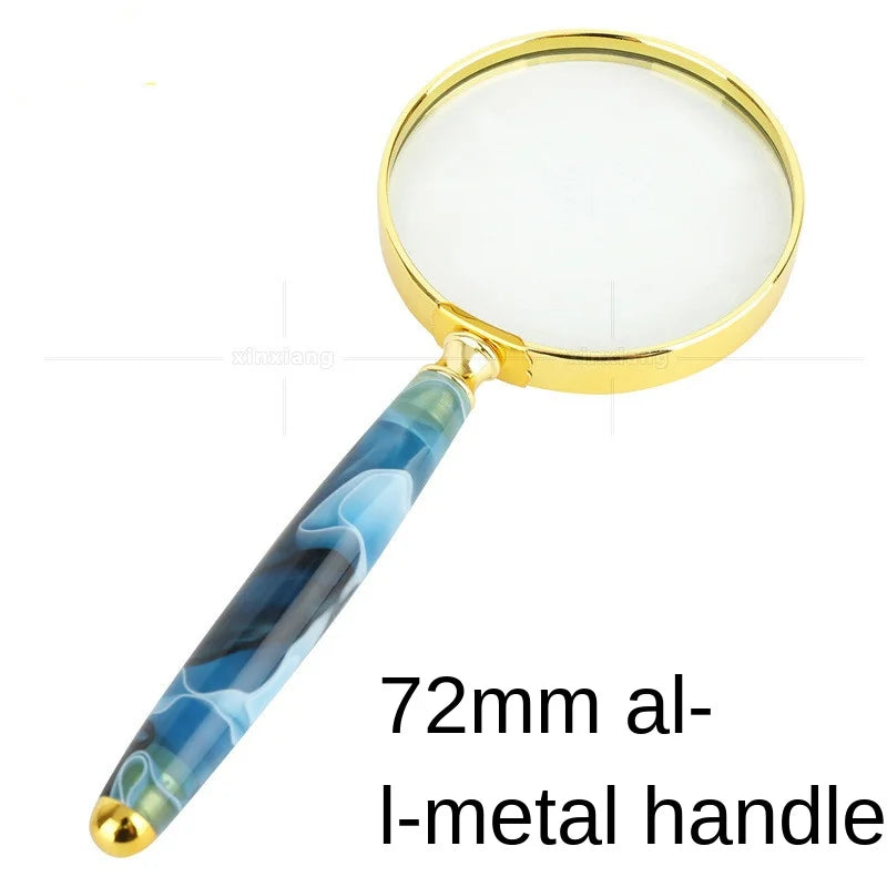 10x LED Handheld Magnifying Glass – Jade Handle & Gold Frame