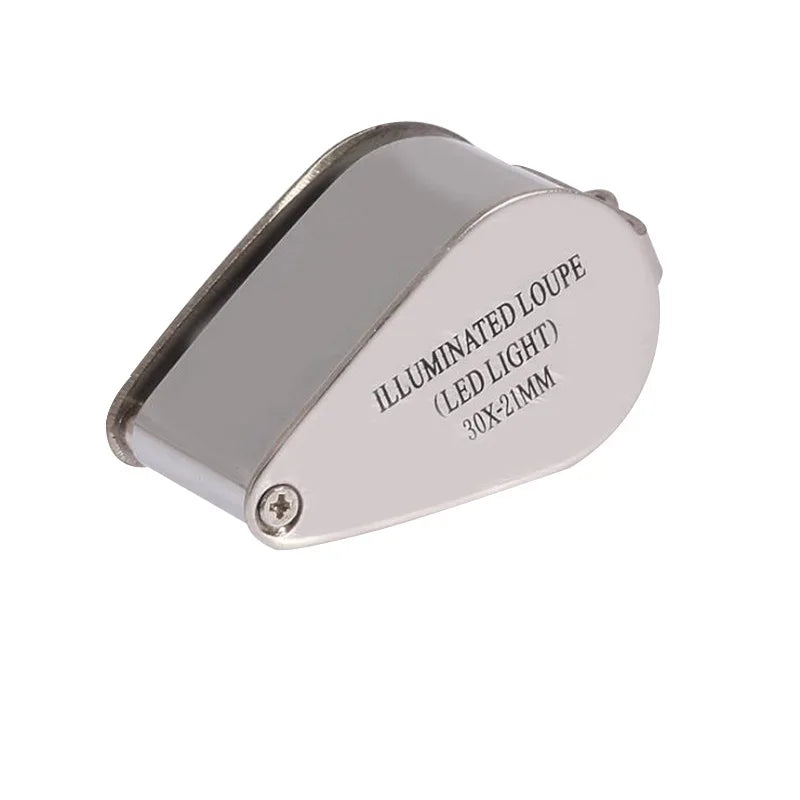 30X LED Folding Magnifying Glass – HD Jewelry Loupe with Light