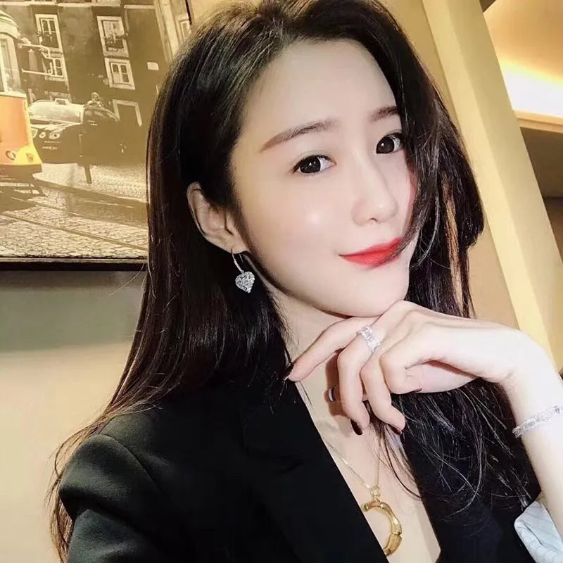 Huitan Heart CZ Drop Earrings | Women's Wedding Jewelry