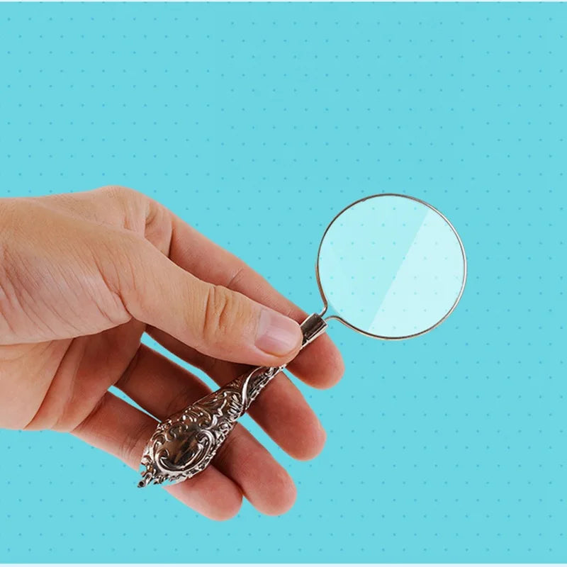 5X Handheld Magnifying Glass – Metal Carved Loupe for Reading & Crafts
