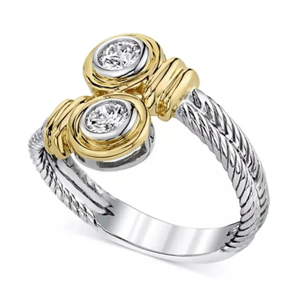 Huitan Interlaced Zipper Ring – Women's CZ Fashion Band