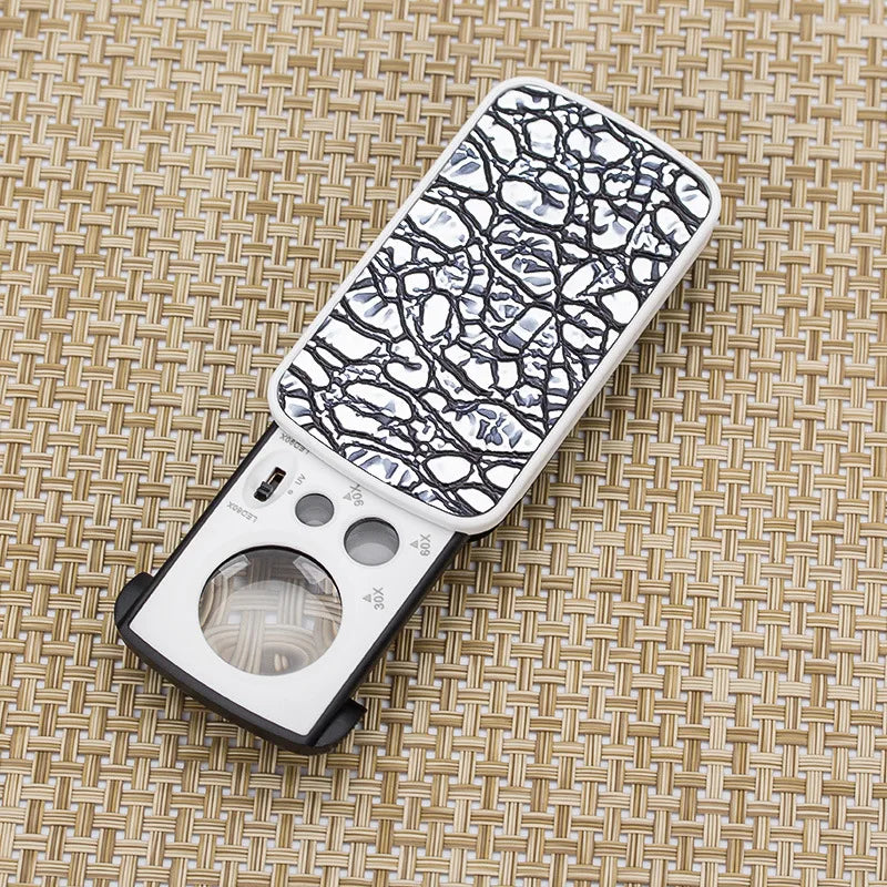 Jewelry Loupe 30X 60X 90X LED UV Light Magnifier – Portable
