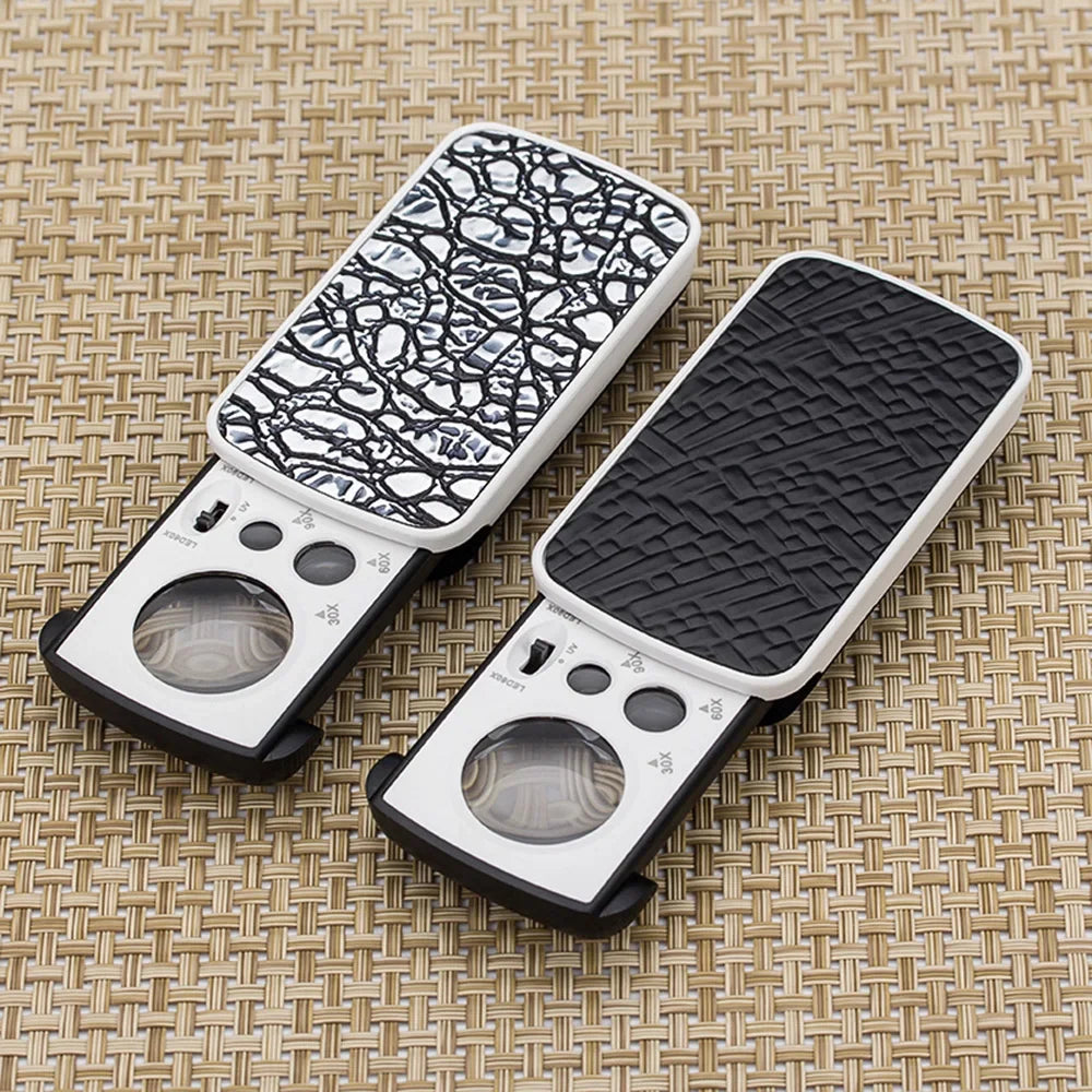 Pocket Jeweler Loupe 30/60/90x LED UV Magnifier Loupe