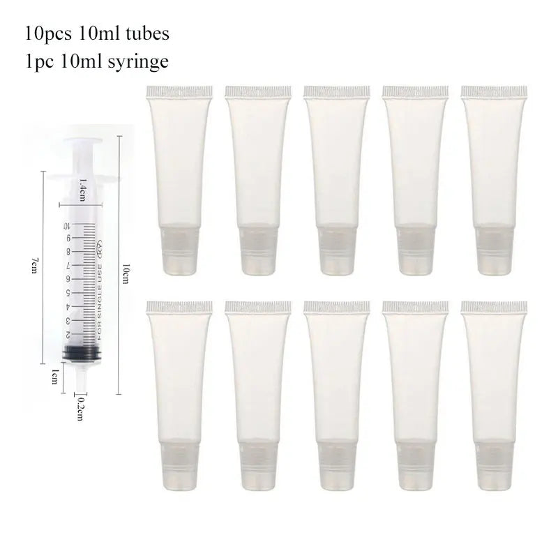 Refillable Lip Gloss Tubes with Syringe | 10ml DIY Cosmetic
