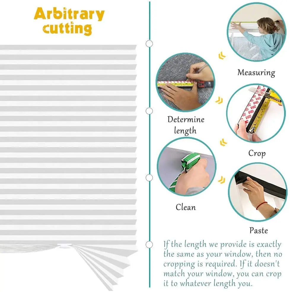 Pleated Window Shade Adhesive Blinds Light Blocking Fabric Half