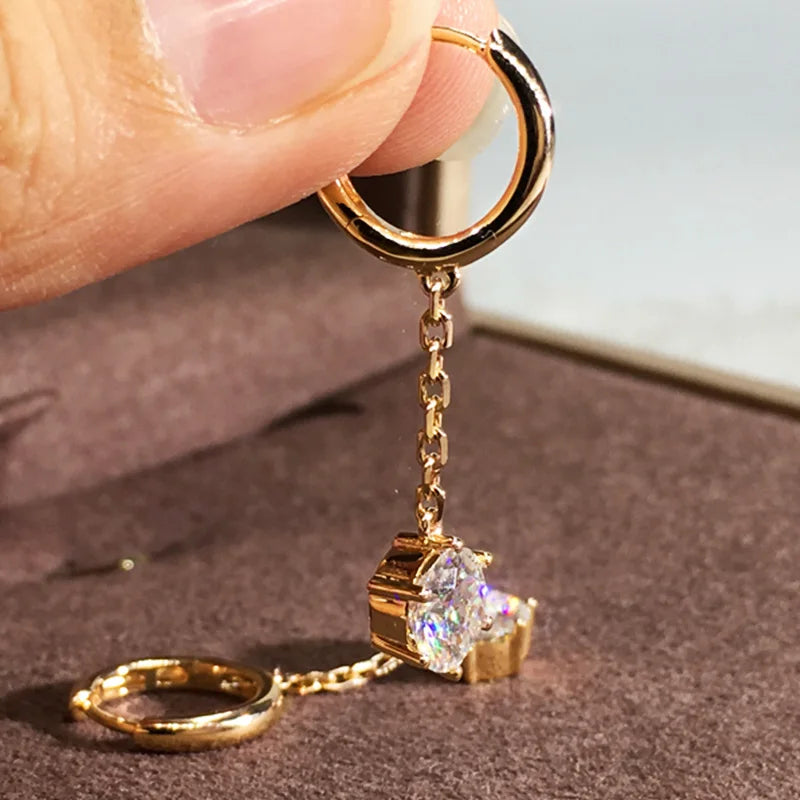 Huitan Chain Dangle Earrings – 6-Claw Cubic Zirconia Women